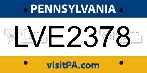 LVE2378 Pennsylvania License Plate