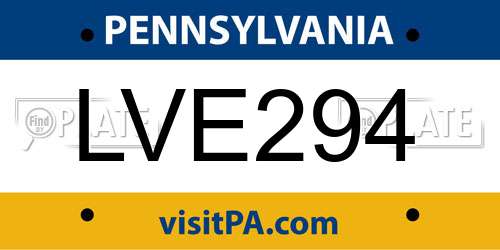 LVE294 Pennsylvania License Plate