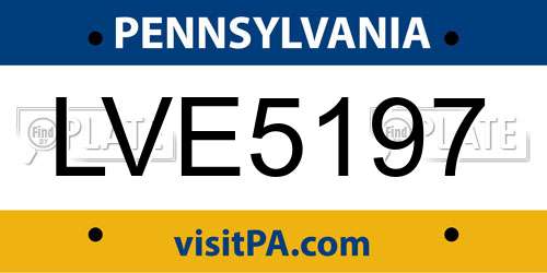 LVE5197 Pennsylvania License Plate