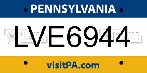 LVE6944 Pennsylvania License Plate