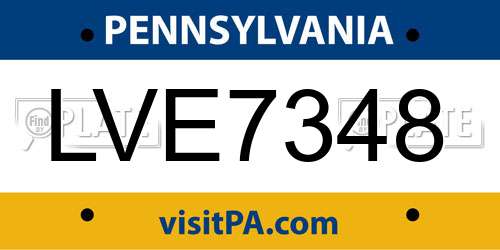 LVE7348 Pennsylvania License Plate