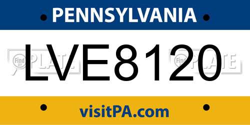 LVE8120 Pennsylvania License Plate