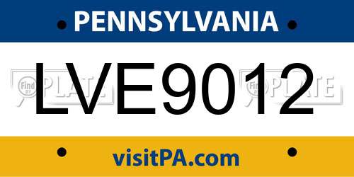 LVE9012 Pennsylvania License Plate
