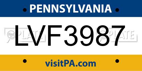 LVF3987 Pennsylvania License Plate