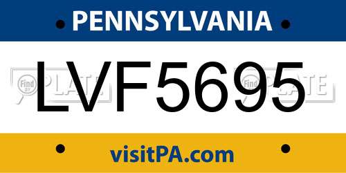 LVF5695 Pennsylvania License Plate