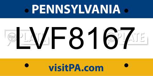 LVF8167 Pennsylvania License Plate