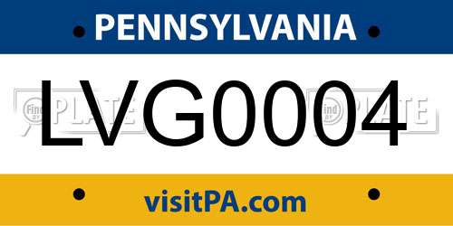 LVG0004 Pennsylvania License Plate
