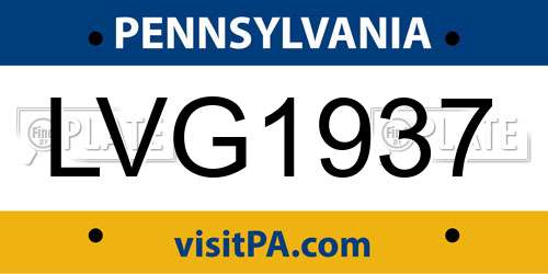 LVG1937 Pennsylvania License Plate