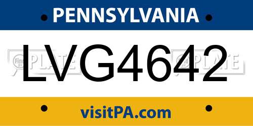 LVG4642 Pennsylvania License Plate