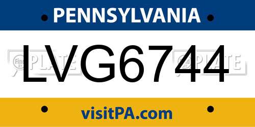 LVG6744 Pennsylvania License Plate