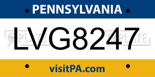 LVG8247 Pennsylvania License Plate