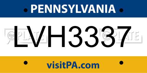 LVH3337 Pennsylvania License Plate