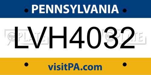 LVH4032 Pennsylvania License Plate