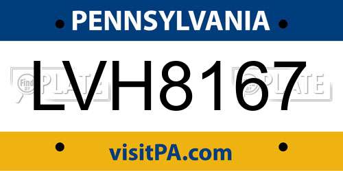 LVH8167 Pennsylvania License Plate