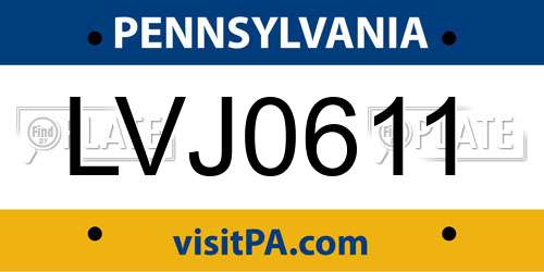 LVJ0611 Pennsylvania License Plate