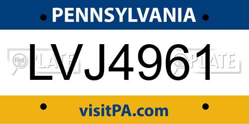 LVJ4961 Pennsylvania License Plate