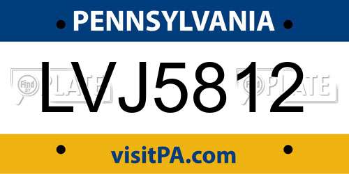 LVJ5812 Pennsylvania License Plate