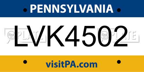 LVK4502 Pennsylvania License Plate
