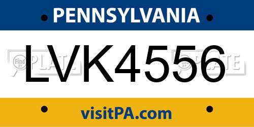 LVK4556 Pennsylvania License Plate
