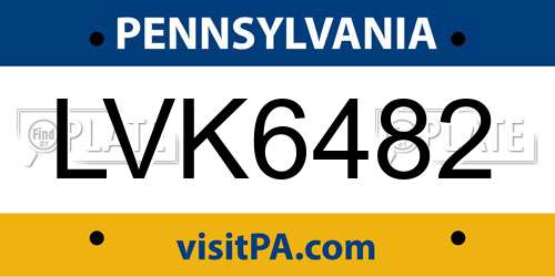 LVK6482 Pennsylvania License Plate