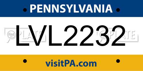 LVL2232 Pennsylvania License Plate