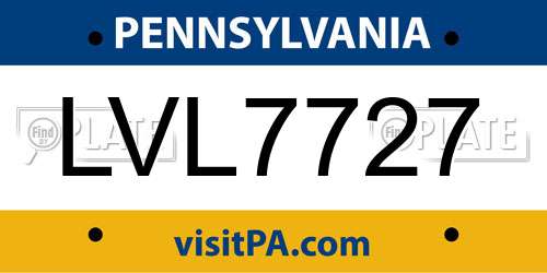 LVL7727 Pennsylvania License Plate