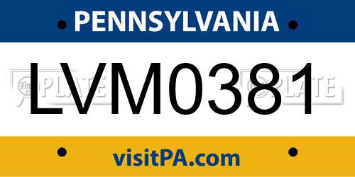 LVM0381 Pennsylvania License Plate