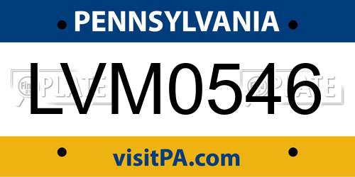 LVM0546 Pennsylvania License Plate