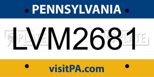 LVM2681 Pennsylvania License Plate