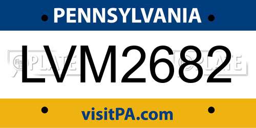 LVM2682 Pennsylvania License Plate