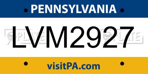 LVM2927 Pennsylvania License Plate