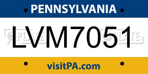 LVM7051 Pennsylvania License Plate
