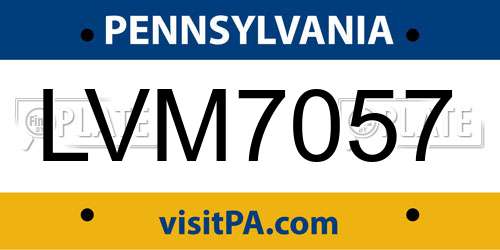 LVM7057 Pennsylvania License Plate