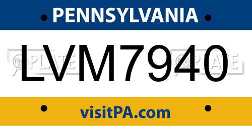 LVM7940 Pennsylvania License Plate