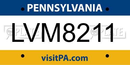 LVM8211 Pennsylvania License Plate