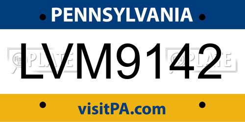 LVM9142 Pennsylvania License Plate