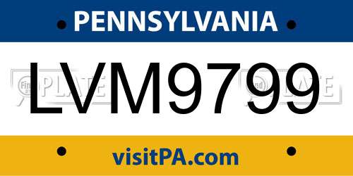 LVM9799 Pennsylvania License Plate