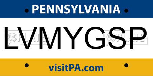 LVMYGSP Pennsylvania License Plate