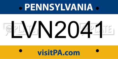 LVN2041 Pennsylvania License Plate