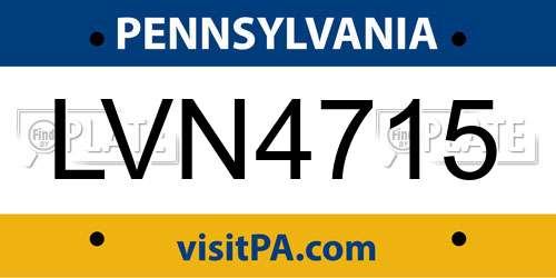 LVN4715 Pennsylvania License Plate