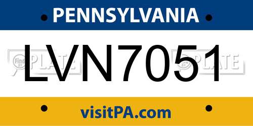 LVN7051 Pennsylvania License Plate
