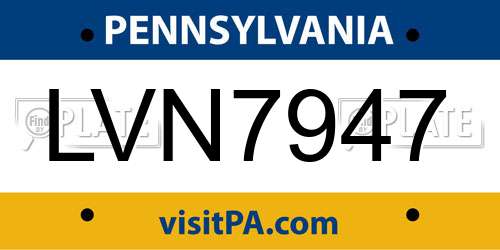 LVN7947 Pennsylvania License Plate