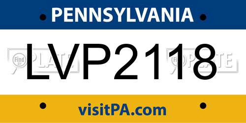 LVP2118 Pennsylvania License Plate