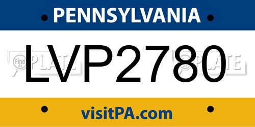 LVP2780 Pennsylvania License Plate
