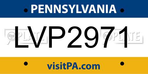 LVP2971 Pennsylvania License Plate