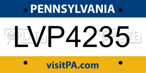 LVP4235 Pennsylvania License Plate