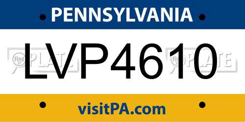 LVP4610 Pennsylvania License Plate