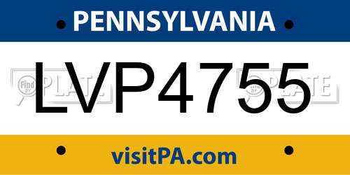 LVP4755 Pennsylvania License Plate