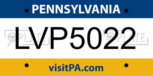 LVP5022 Pennsylvania License Plate