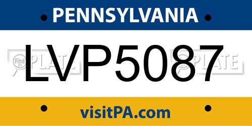 LVP5087 Pennsylvania License Plate